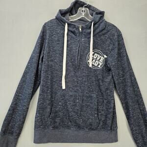 Reflex Blue Navy Hoodie Sweatshirt Zip Long Sleeves Embroidered Women's Size L
